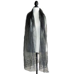 Soft Sheer Black Scarf Shawl Wrap; Sparkled ends